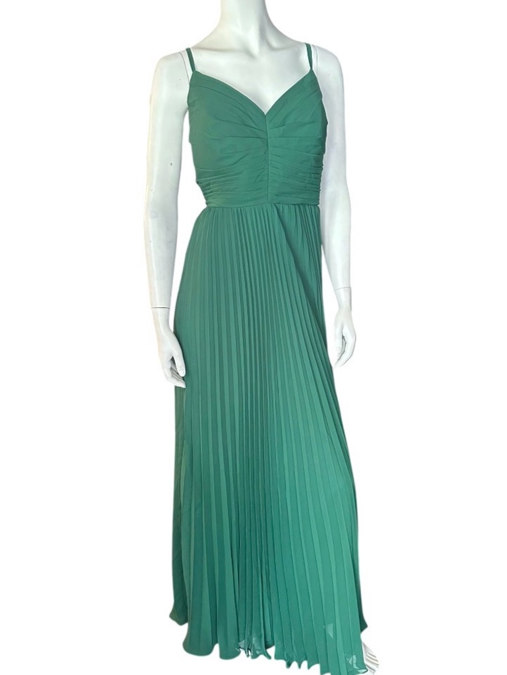 Latena Sweetheart Neckline Spaghetti Strap Pleated Formal Green Size 18 NWT